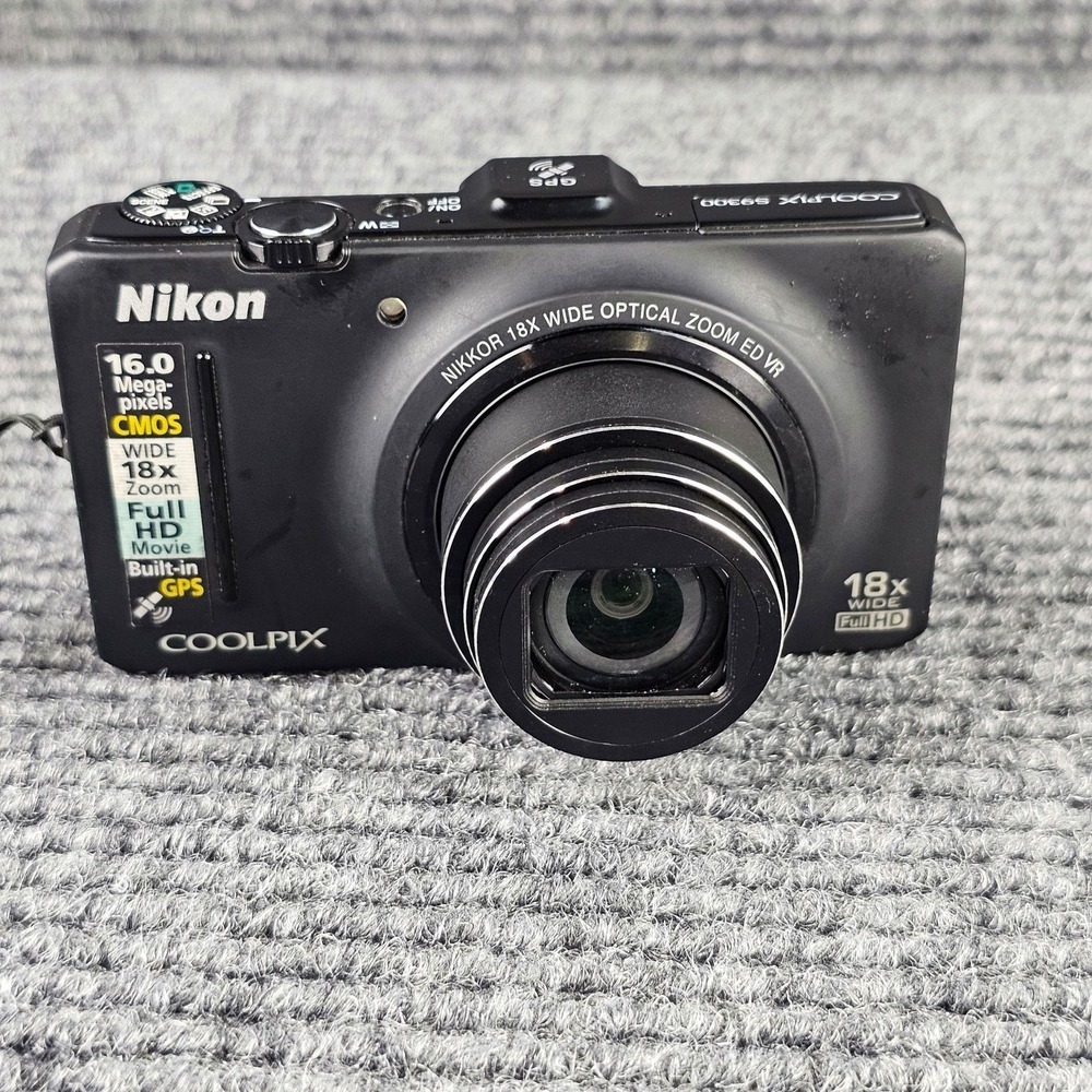Nikon Coolpix S9300 Digital Camera 16.0 MP 18X Zoom Black GPS 1080p HD Compact